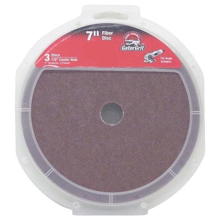 GATOR Fiber Disc, 7 in Dia, 50 Grit, Coarse, Aluminum Oxide Abrasive, Fiber Backing 3082